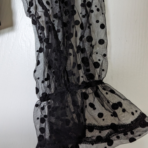 Black Polka Dot Mesh Long Sleeve Body Suit - Picture 4 of 4